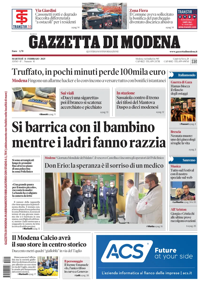 Prima-pagina-gazzetta di modena-oggi-edizione-del-2025-02-11